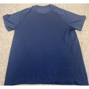 Lululemon Men Navy Blue Athletic Performance Short Sleeve T-Shirt Size Medium